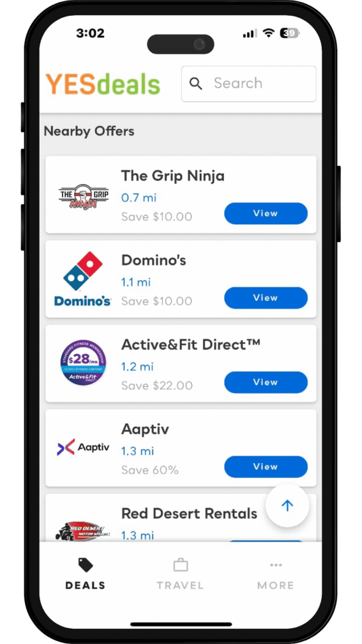 An offer detail screen in the Yes Deals app